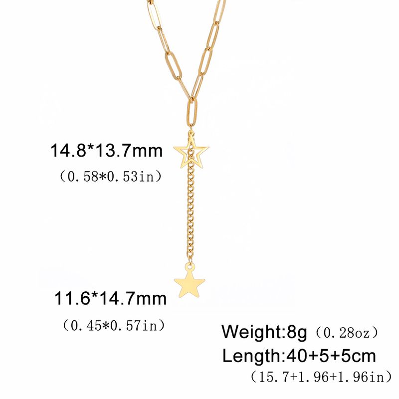 Hot Sales KKjoy Star Pendant Necklace for Women Sier Color Stainless Steel Beads Double Chain Collars Minimalist Jewelry_voghion.com