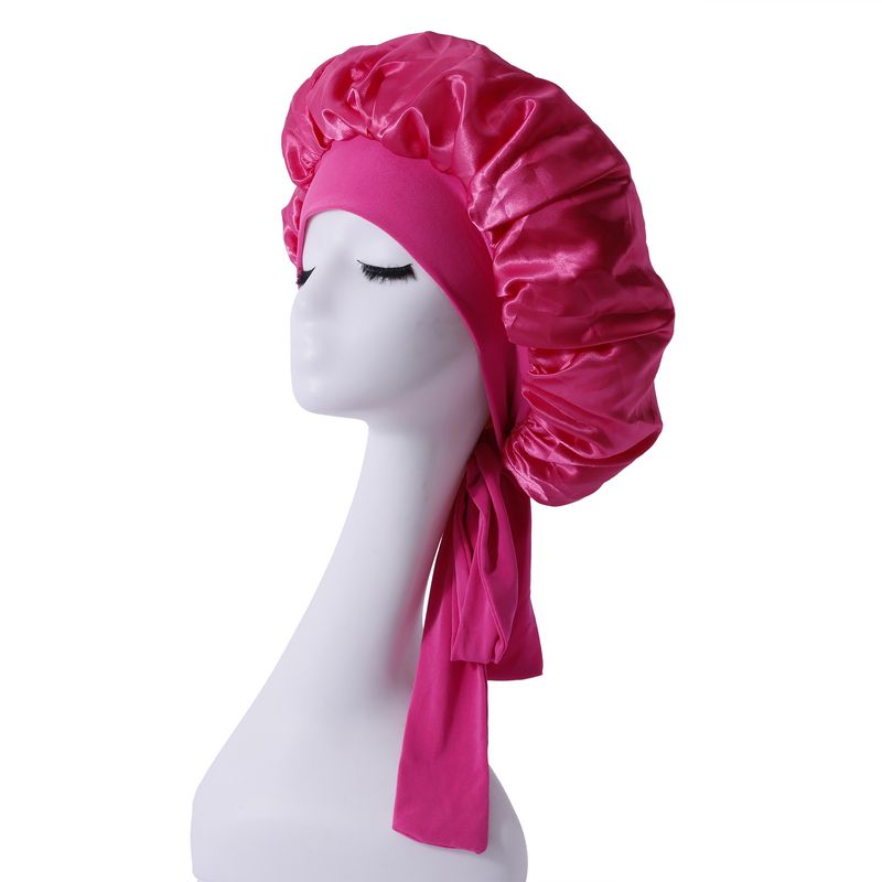 Cuffia da doccia in raso a doppio strato - Tesa larga 36 cm con nastro decorativo e design bicolore per la protezione dei capelli_voghion.com