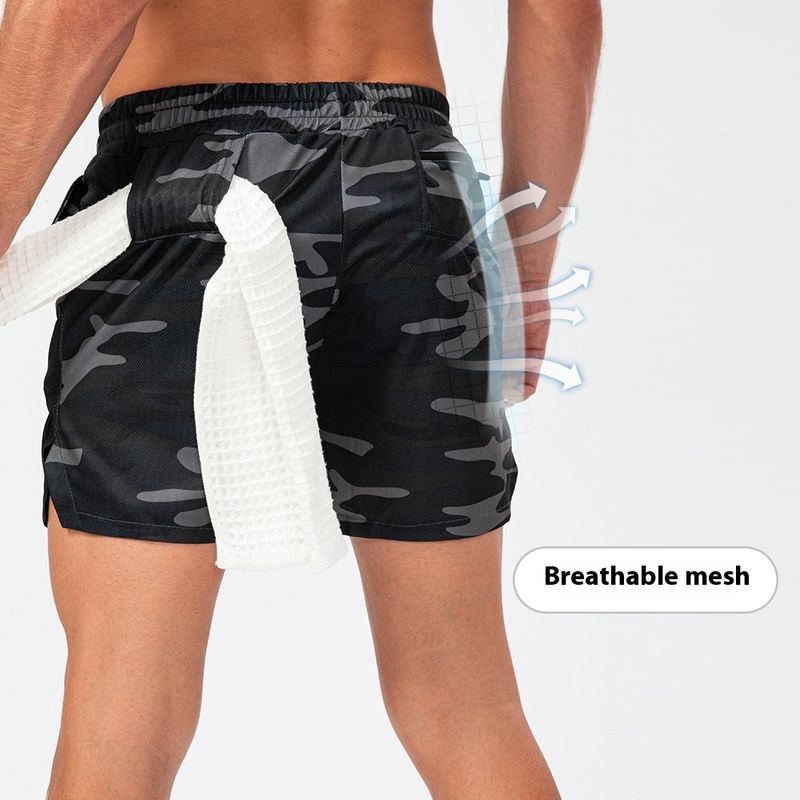Nieuwe camouflagesportshorts voor heren, dubbellaagse sneldrogende hardloopbroek met meerdere zakken, trainings- en fitnesscapris_voghion.com