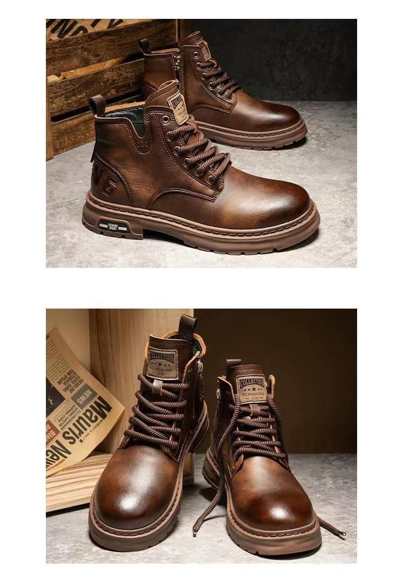 Glide Herbst/Winter 2024 Neue Saison Martin Arbeitsstiefel Retro Britische Herren Warme Fleece Trendige Mode Freizeitschuhe_voghion.com