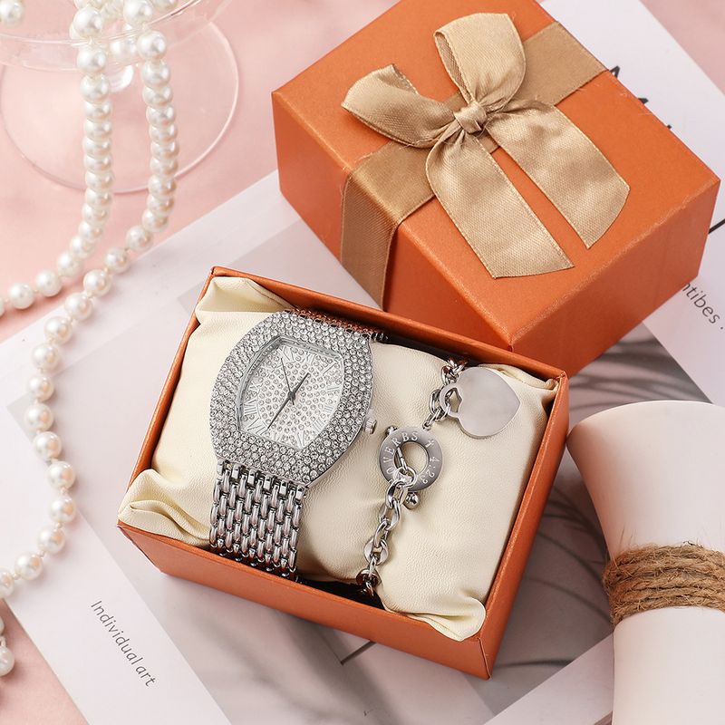 ατσάλινη ζώνη με βαρέλι διαμάντι γυναικείο ρολόι gypsophila σετ βραχιόλι ρολογιών χαλαζία με ρωμαϊκό σχέδιο_voghion.com