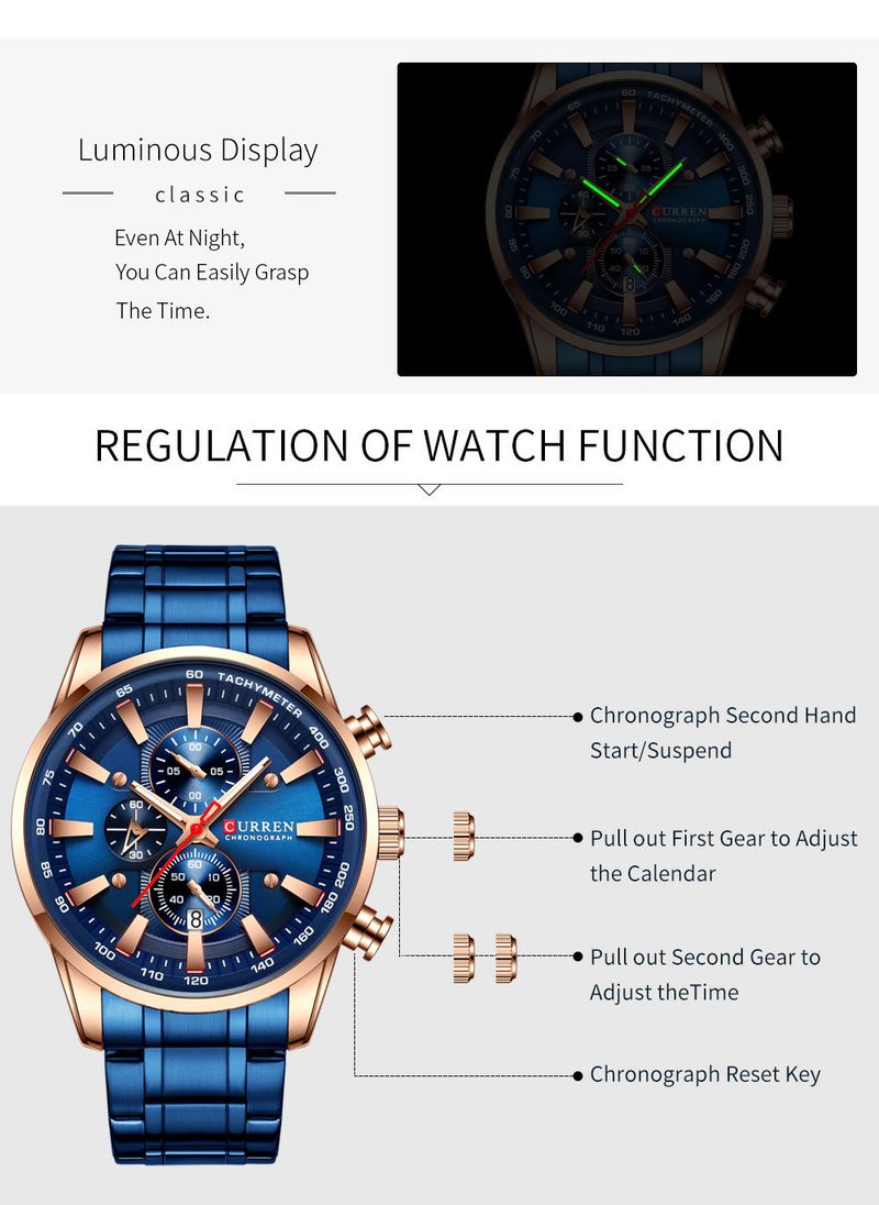 Curren 8351 Herren-Multifunktions-Quarzuhr mit Datumsanzeige, wasserdichte Armbanduhr mit rundem Zifferblatt für Business und Freizeit_voghion.com