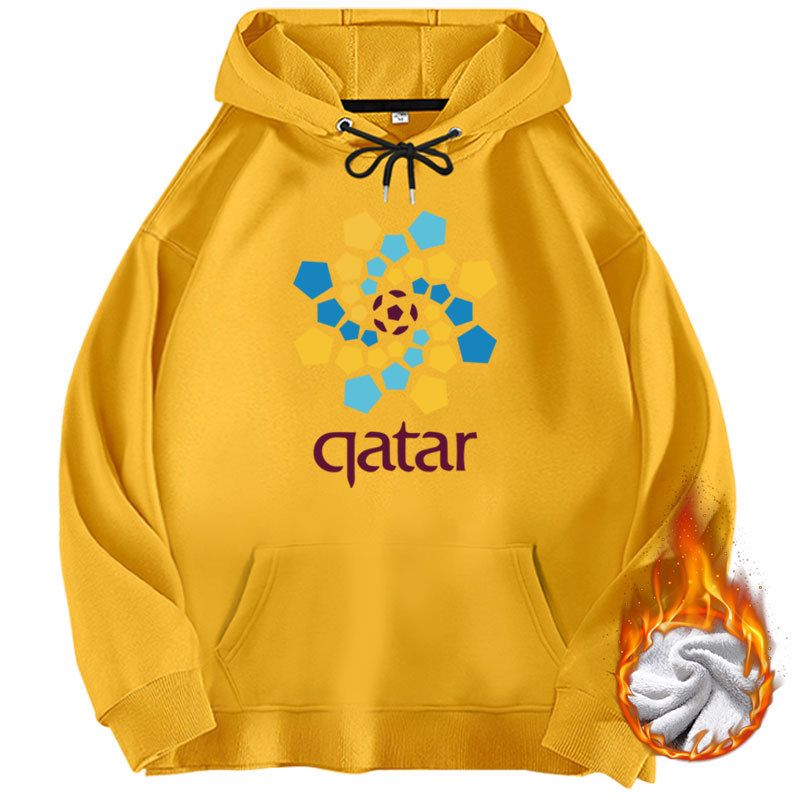 Felpa con cappuccio da calcio della Coppa del Mondo 2022 con etichetta di moda allentata autunnale e invernale in peluche_voghion.com