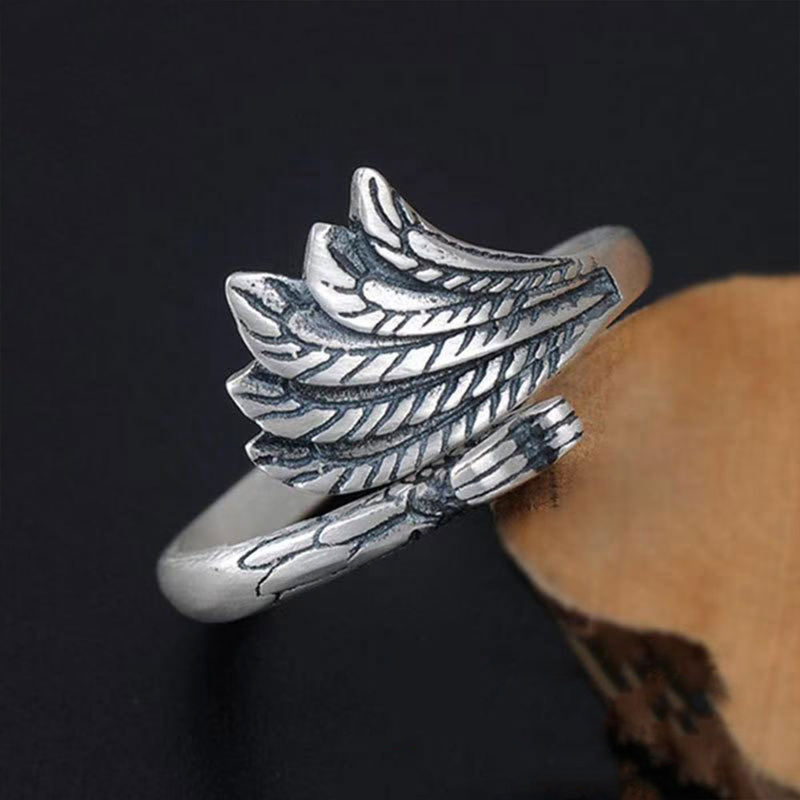 Simple Retro Three Dimensional Silver Peacock Phoenix Ring Female Living Mouth Old Jewelry Hook, Woolen Thread, and Thread God Tool_voghion.com