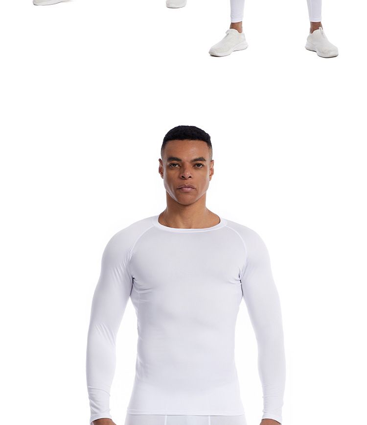 Maglia sportiva classica da uomo a maniche lunghe, nera e bianca - Maglietta da corsa traspirante e ad asciugatura rapida per allenamenti all'aperto e in palestra_voghion.com