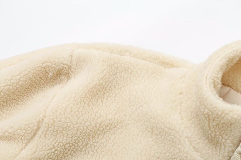 Cappotto in pelliccia sintetica con collo alto da donna – Giacca oversize in tweed con finiture in pelliccia (beige/kaki/marrone/leopardo, S/M/L/XL)_voghion.com