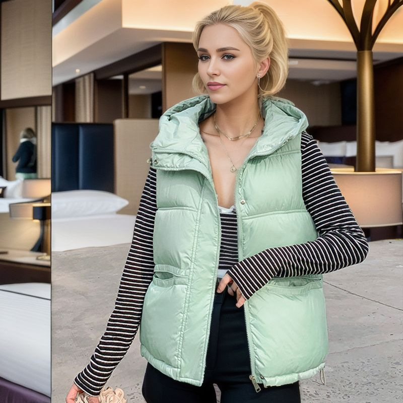 Nuovo gilet in cotone autunno e inverno da donna, gilet corto con cappuccio, gilet Joker_voghion.com