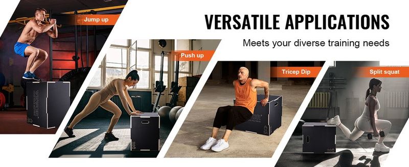 VEVOR 3 In 1 Plyometric Jump Box, 30/24/20 Inch Wooden Plyo Box, Platform & Jumping Agility Box, Anti-Slip Fitness Exercise Step Up Box For Home Gym Training, Conditioning Strength Training, Black_voghion.com