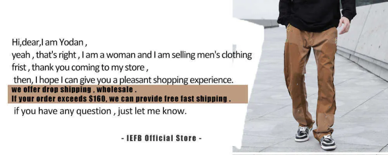 Men's Jeans IEFB /men's wear streetewar hip hop raw edge patchwork loose jeans male 2022 Autumn new straight denim pas_voghion.com