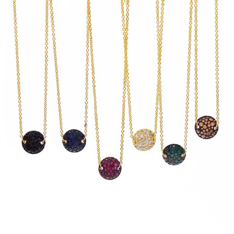 Collier court en diamant rond pour femme, bijou de style médiéval, style luxueux, pierres précieuses, couleur magnifique, style champignon, style rétro simple_voghion.com