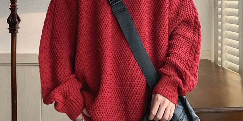 Herbst und gut aussehend Herren Lazy Style Retro Loose Trendy Marke Strick Sweer Grobnadel Winter verdickt High End_voghion.com