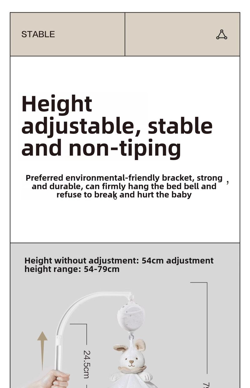 Cloche de lit pour bébé, musique de chevet, hochet rotatif, pendentif de lit, jouet pour nouveau-né, tissu suspendu_voghion.com