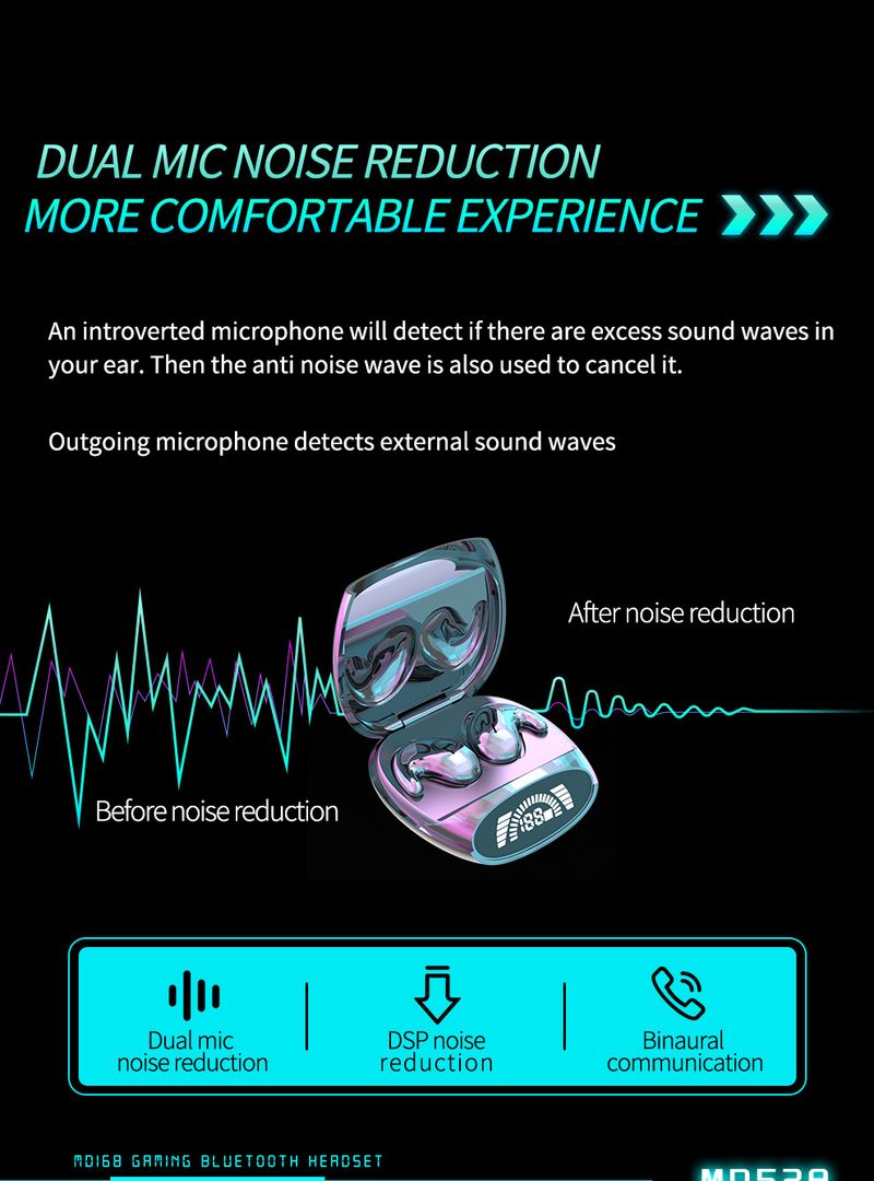 Mini-hodetelefoner Bluetooth usynlige trådløse headset, søvnøretelefoner med mikrofon sport vanntette ørepropper for små_voghion.com