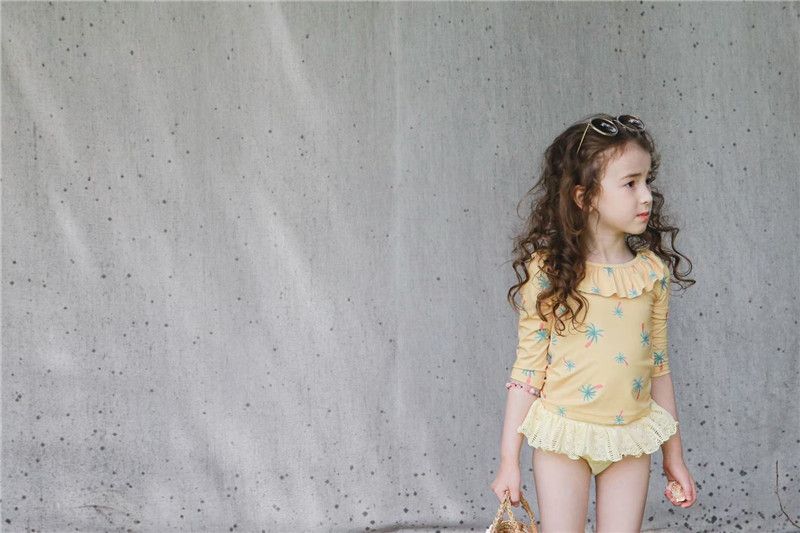 Vêtements pour bébéMaillot de bain pour enfants à manches longues avec protection solaire fendu mignon maillot de bain à fleurs princesse maillot de bain pour bébé vierge de petite et moyenne taille_voghion.com