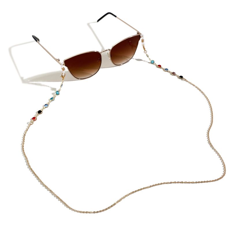 Cadena para gafas de alta gama con diseño de diamantes de imitación de metal antipérdida para mascarillas._voghion.com