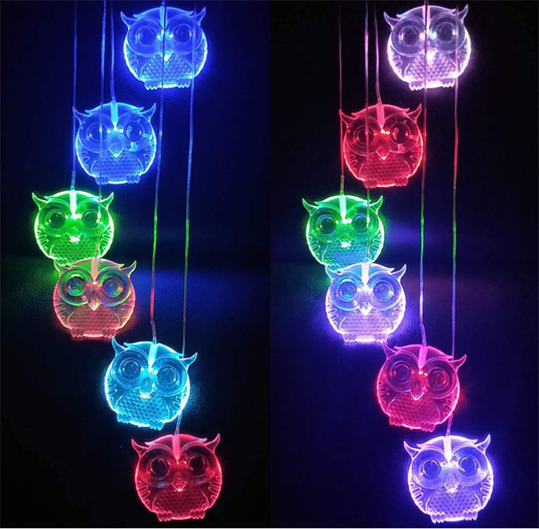 Solar LED Color-Changing Wind Chime Light – Rotating Owl & Angel Shape Garden Decor With 7 Colors, Waterproof Outdoor Hanging Lantern For Patio, Yard_voghion.com