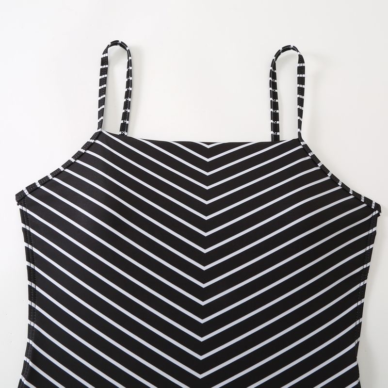 Abbigliamento da donna costume intero conservatore copri ventre spiaggia sorgenti termali costume da bagno due pezzi a righe retrò bikini intero_voghion.com