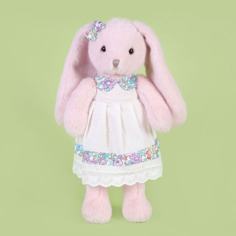 Peluche lapin rose caramel, jupe blanche, poupée réconfortante, cadeau d'anniversaire pour fille, neuf_voghion.com