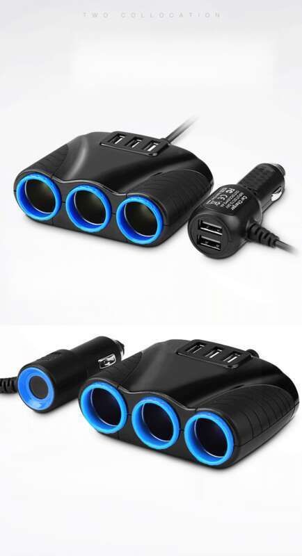 Car Three USB Charger One To Two 120W Car Cigarette Lighter_voghion.com