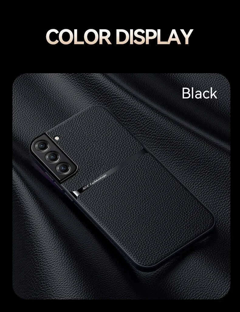 Für Samsung Galaxy S24 Ultra S23 S22 Plus S21 S20 FE Auto Magnethalter Leder Handyhülle_voghion.com