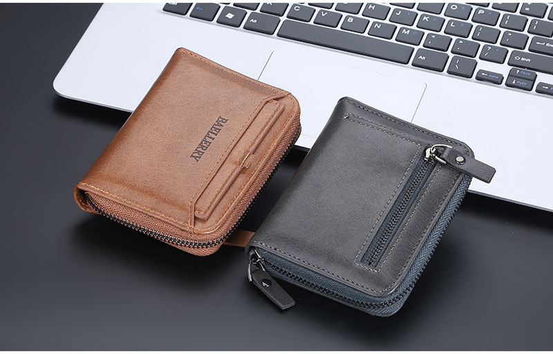 Herren Geldbörse kurze Baellerry Geldbörse vertikalen Reißverschluss Retro Jugend Multi-Card kleine Geldbörse Geldbörse_voghion.com