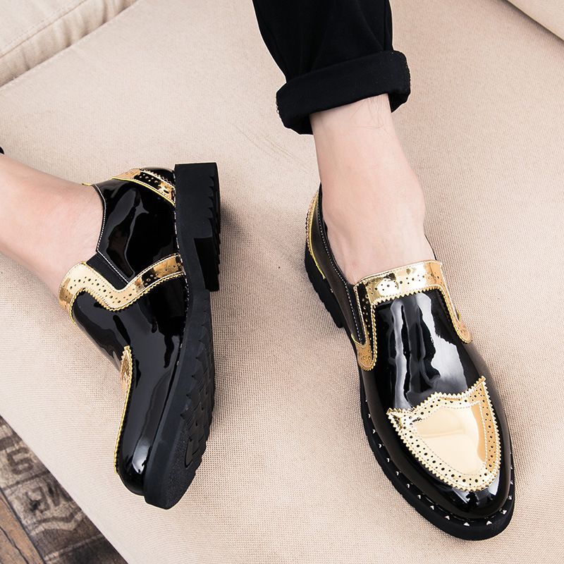 Four Seasons Hairstylist Casual für Männer Spitz Leder Britischen Stil Herrenschuhe_voghion.com