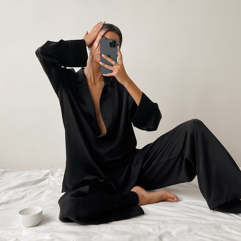 Women's solid color coat pantsuit_voghion.com