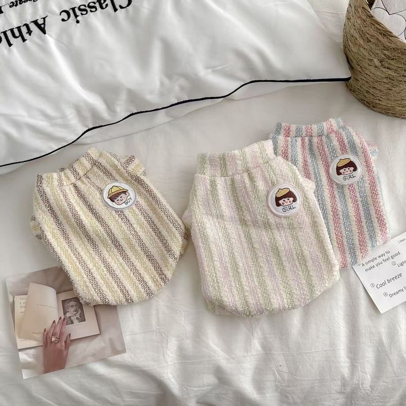 Spring And Summer New Pet Clothing Colorful Striped Dog Short Sleeve Cat Clothes Soft Skin-Friendly Breathable Cute_voghion.com