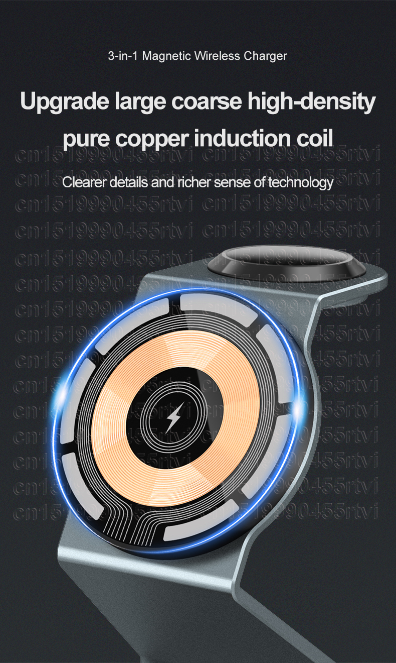 3 In 1 Transparante Magnetische Draadloze Oplader Stand Voor iPhone 14 13 12 Pro Voor 3/2 Station Dock Snelle Oplader_voghion.com