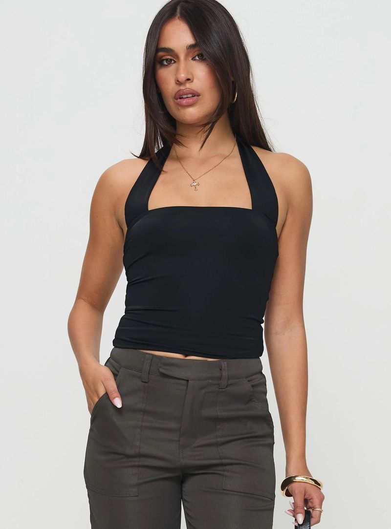 Ins Damen-Oberteil mit reiner, plissierter Taille und rückenfreien Trägern, schmal geschnittenem, hängendem Hals, Camisole-Weste für Damen_voghion.com