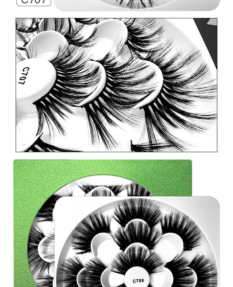 False Eyelashes Natural 3D Three Dimensional Multi Layer Thick Curled False Eyelashes 7 Pairs Of Simulation Long Eyelashes_voghion.com
