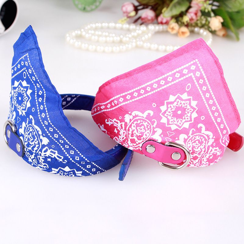 Adjustable Bandana Leather Soft Printed Dogs, Supplies, Cats, Collar For Chihuahuas, Puppies, Pet Neck Scarf By PawParty Store_voghion.com