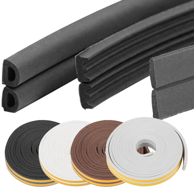 5 Meter Dichtungsstreifen, selbstklebend, Typ D, für Türen, Fenster, Dichtung, schalldichter Gummischaum-Dichtungsstreifen, abgedichteter Kollisionsstreifen_voghion.com