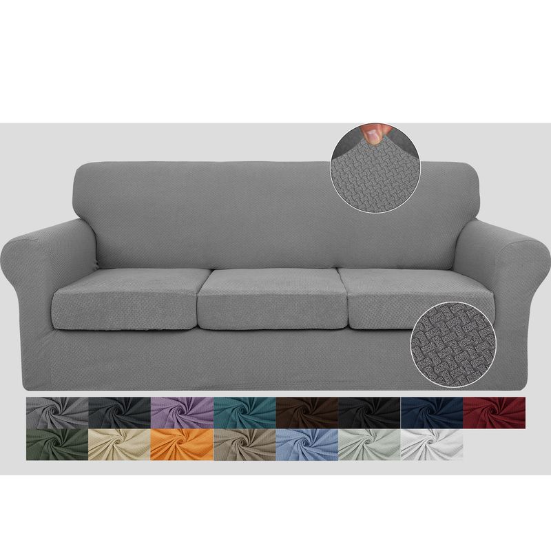 Copridivano elastico spesso jacquard con nodo lavorato a maglia tinta unita, cuscino indipendente, copridivano completo_voghion.com