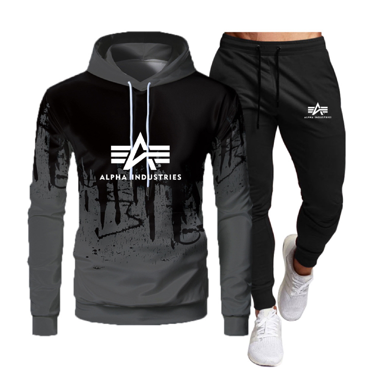 Neues Herbst- und Winter-Freizeit-Pullover mit Kapuze für Herren, zweiteiliges modisches Sport-Set_voghion.com