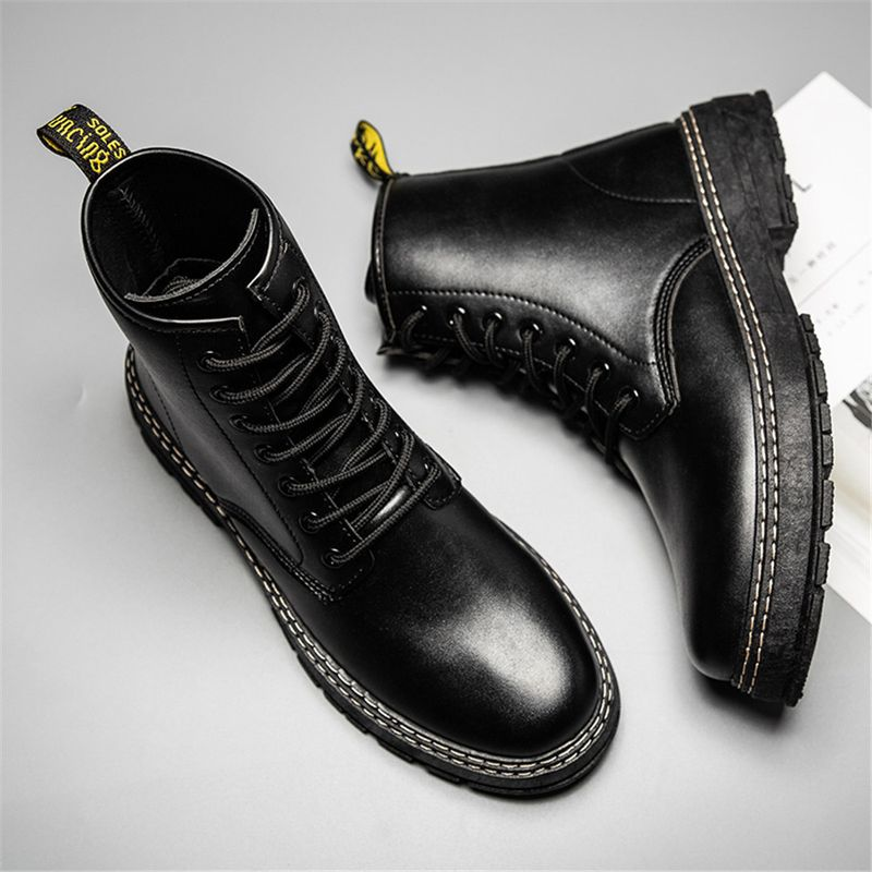 Cuir Martin visoke majice Trend hommes Bottes NOVO Army bottes Yinglun Wind noir nepropusne et antidérapant_voghion.com