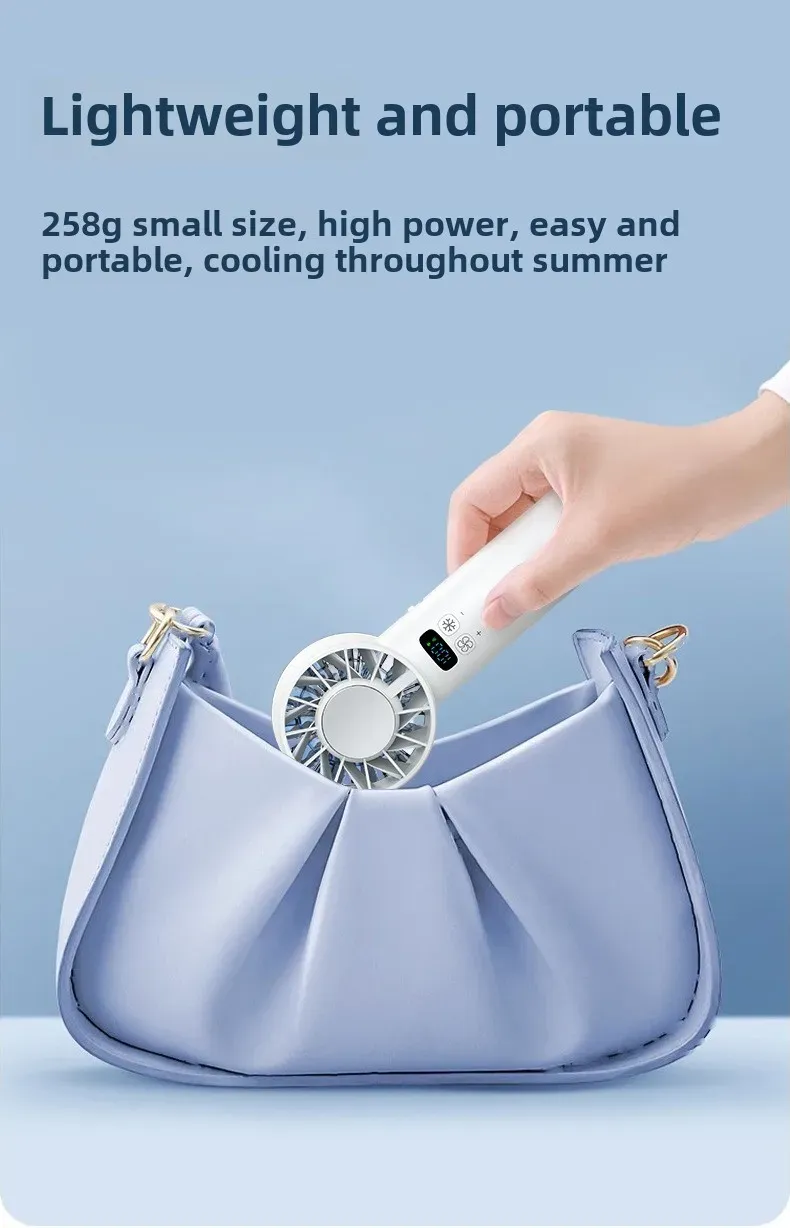 5200mAh Xiaomi Handheld Fan Electric Hand Fans Ice Compress High-speed Cooling USB Rechargeable Portable LED Digital_voghion.com