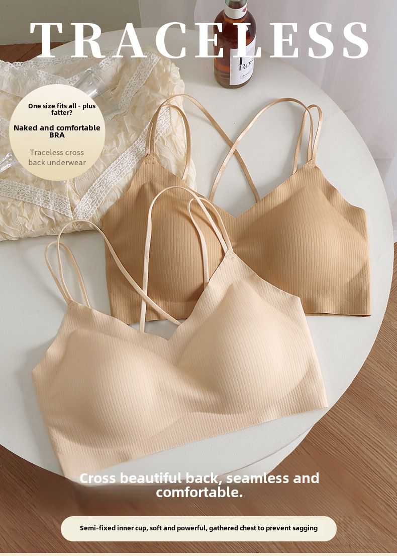 Wireless underwear women's seamless back soft support push-up with chest pad breathable breast-collecting anti-sagging bra_voghion.com