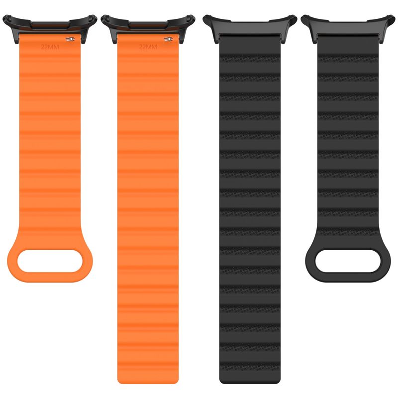 For Samsung Galaxy Watch Ultra 47mm Spot Pattern Two Color Magnetic Silicone Watch Band(Gray Orange)_voghion.com