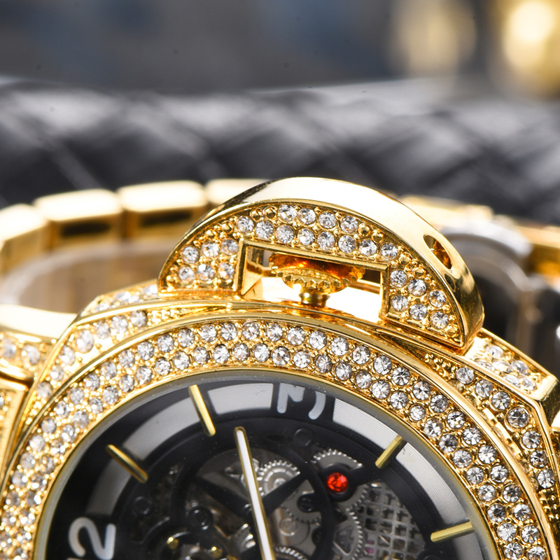 Montre mécanique automatique à grand cadran et fond creux lumineux pour homme_voghion.com