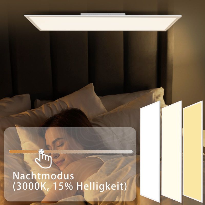 Glitzerlife LED Panel 120x30 Deckenleuchte - Deckenpanel Dimmbar Lang Büro Deckenlampe Mit Fernbedienung Flach 40W Schwarz Küchenlampe Tageslichtlampe_voghion.com