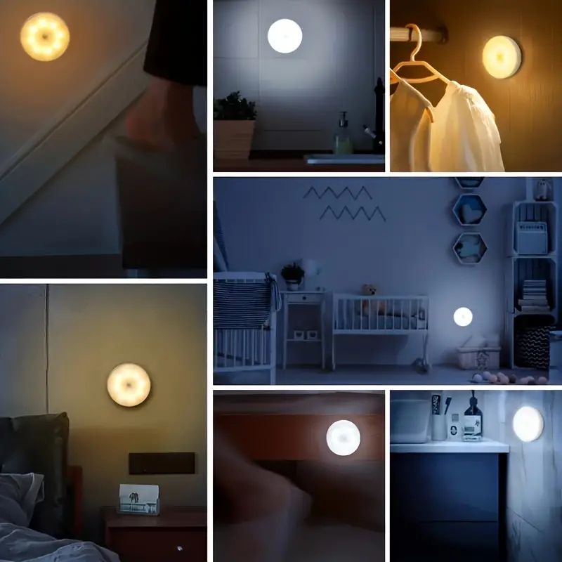 1 Stück Bewegungssensor-Nachtlicht - Kabellose LED-Detektorlampe für Schlafzimmer, Treppenhaus, Schrank und Raumdekoration_voghion.com