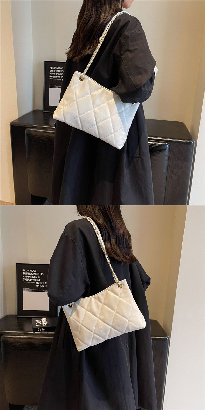 Women's Tote Bag, Large Capacity 2025 Fall/Winter New Quilted Chain Bag Crossbody Bag_voghion.com