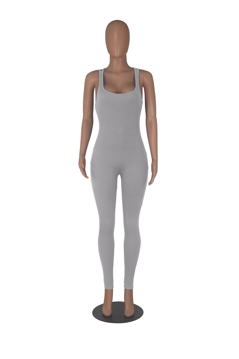 Einfarbiger, enger Yoga-Overall für Damen mit hoher Taille_voghion.com