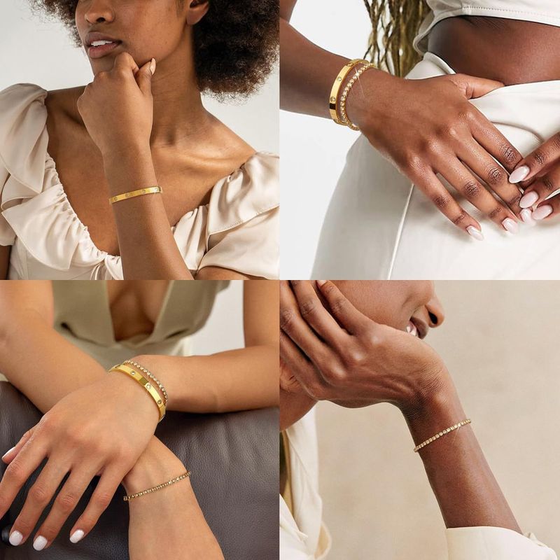 Fashion Inlaid Zircon Diamond Bracelet Set Women's Light Luxury Bracelet Jewelry_voghion.com