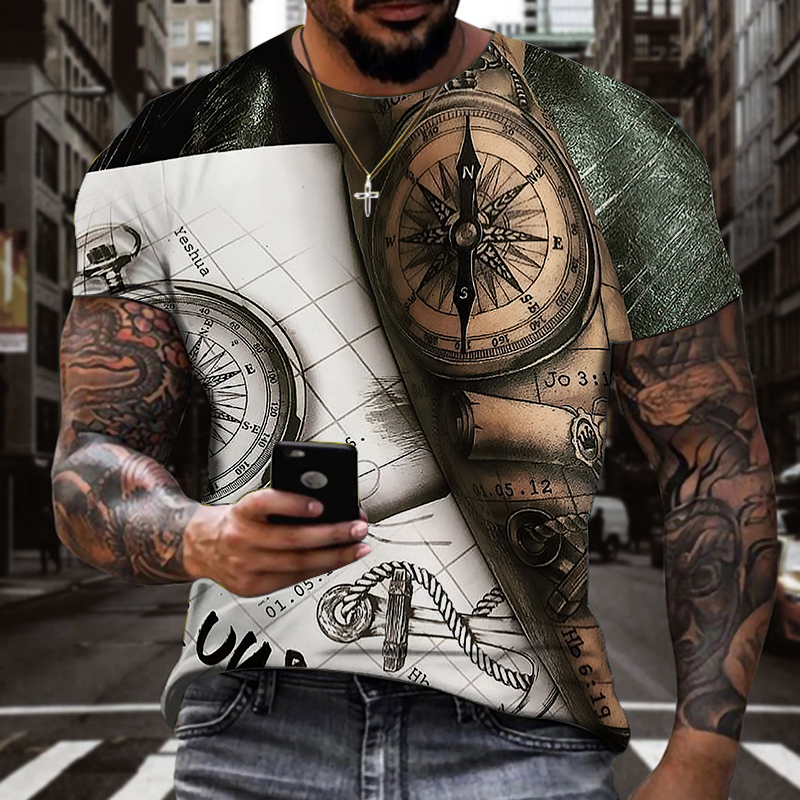 2023 Kortärmad tröja för män Den senaste t-shirten med kort ärmad sommartid för män tillsammans med ett 3D-utskrift_voghion.com