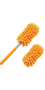 Tukuos Mikrofaser-Staubwedel mit 2 austauschbaren Köpfen und ausziehbarer Stange für die Reinigung von Fenstern im Homeoffice, Auto_voghion.com