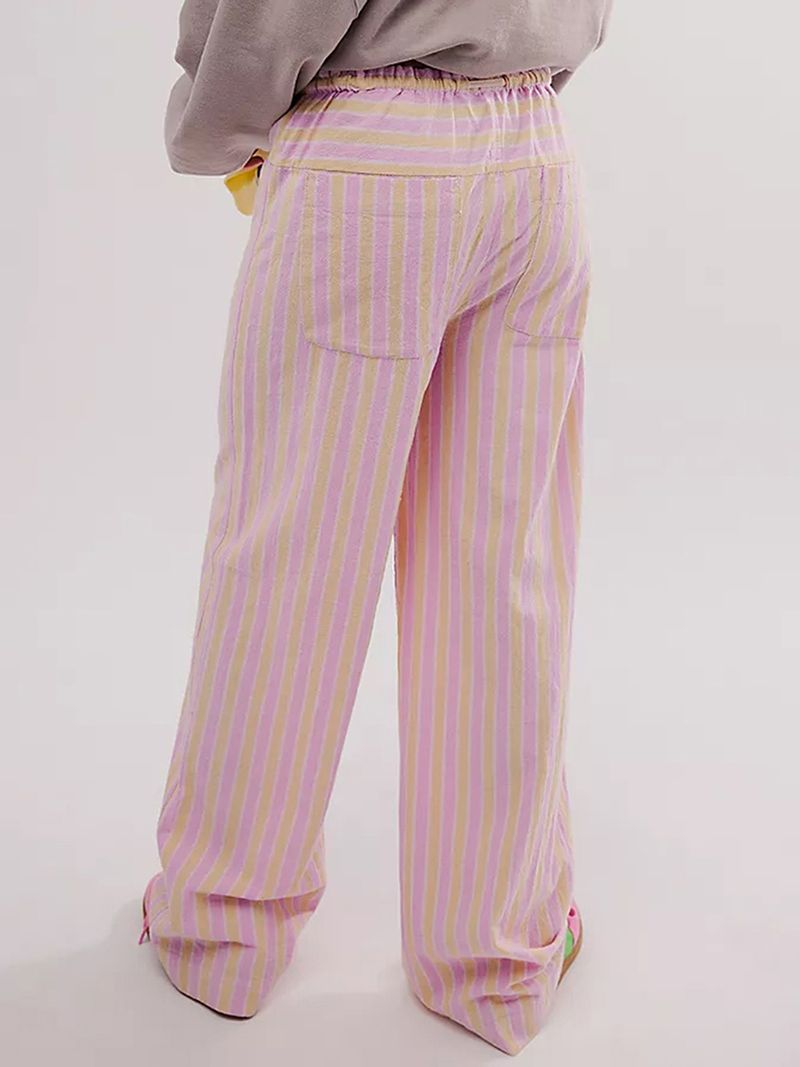 Vente chaude Rayé Loungewear Femmes Années 2000 Esthétique Large Jambe Y2K Cordon Taille Haute Décontracté À Carreaux Palazzo Pantalon Pantalon_voghion.com