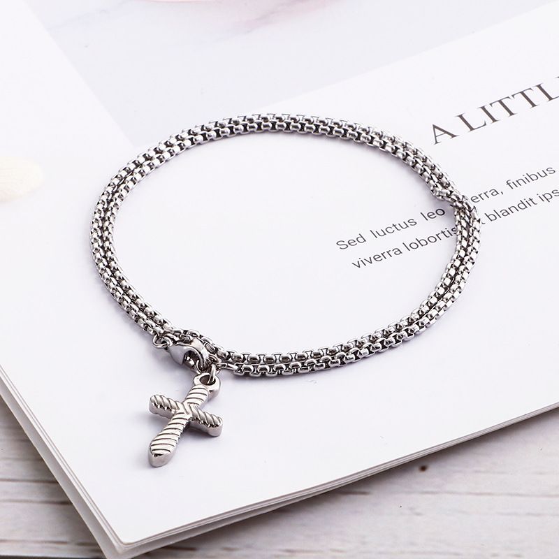Damesmykker Rustfritt stål Jenter Mote Gyllent hjerteformet dobbeltlags armbånd Strandferie Geometrisk Titanstålsmykker_voghion.com