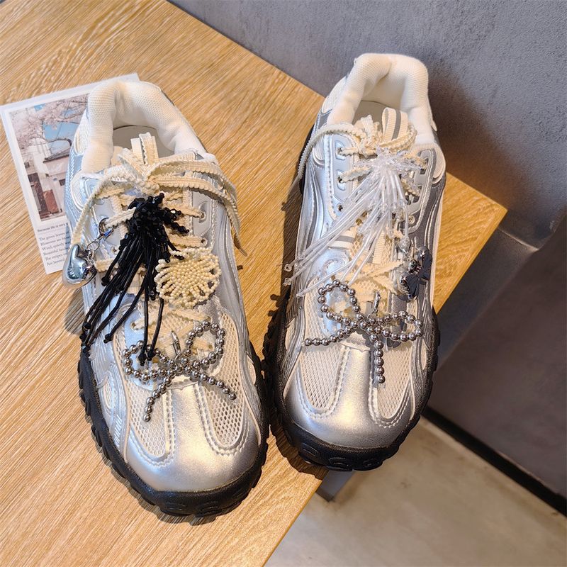 Ciondolo con fiocco di perle d'argento di celebrità, gioiello, fiore per scarpetta da ballerina, decorazione di alta qualità per ragazze_voghion.com